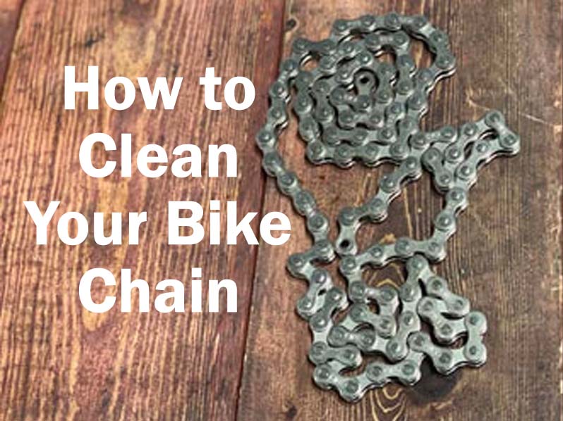 Bike chain on a workbench