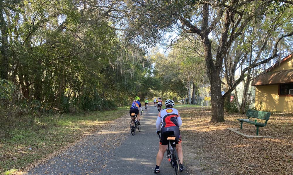 Cyclists riding on bike paths in Florida
