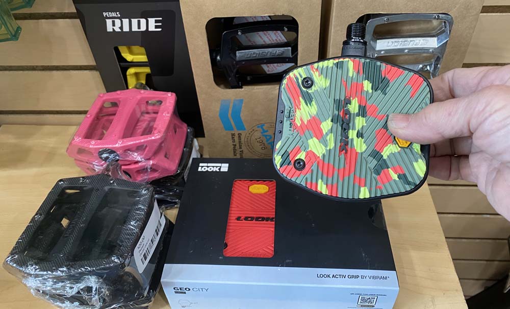 Platform bike pedals from Look, Fyxation and Haro in colors and patterns