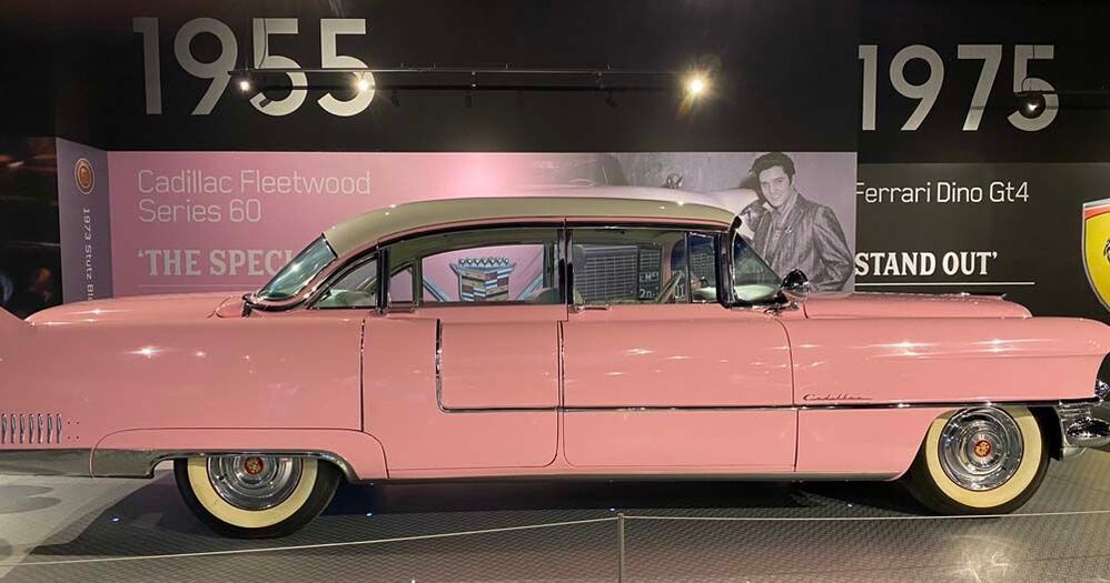 Elvis Presley's restored Pink Cadillac on display at Graceland in Memphis, TN