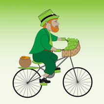 Leprechaun riding a bike