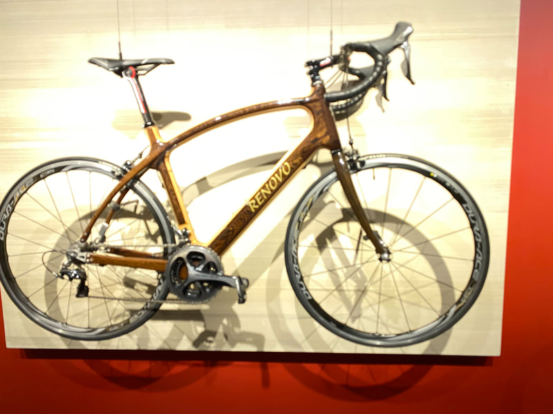 Modern road bike on display