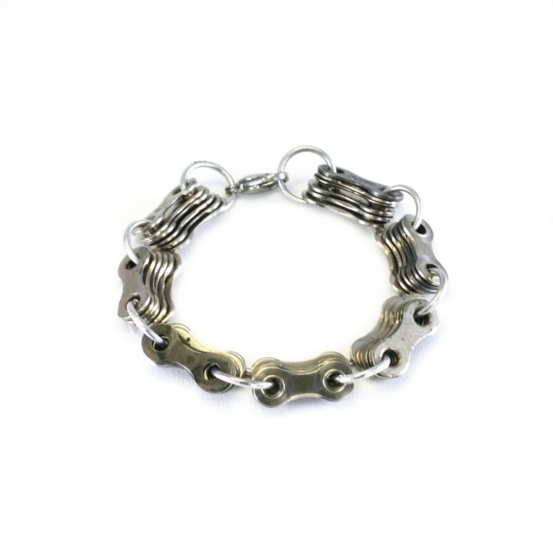 Bracelet made from recycled bike chain
