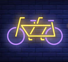 Neon image of a tandem bike